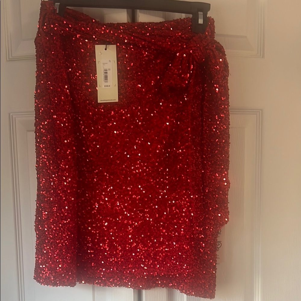 Never Fully Dressed Jasper Sparkling Red Mini Skirt NWT
